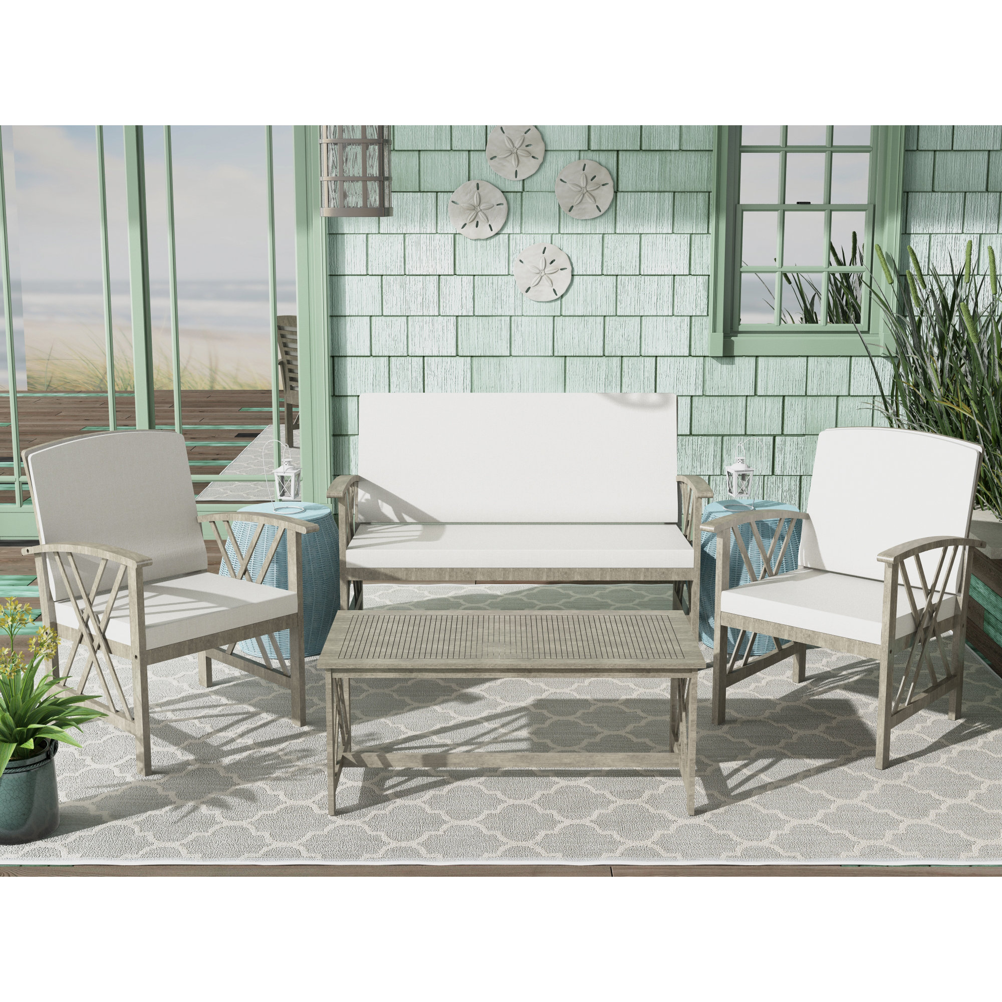 4Piece Attina Patio Seating Group & Reviews Joss & Main