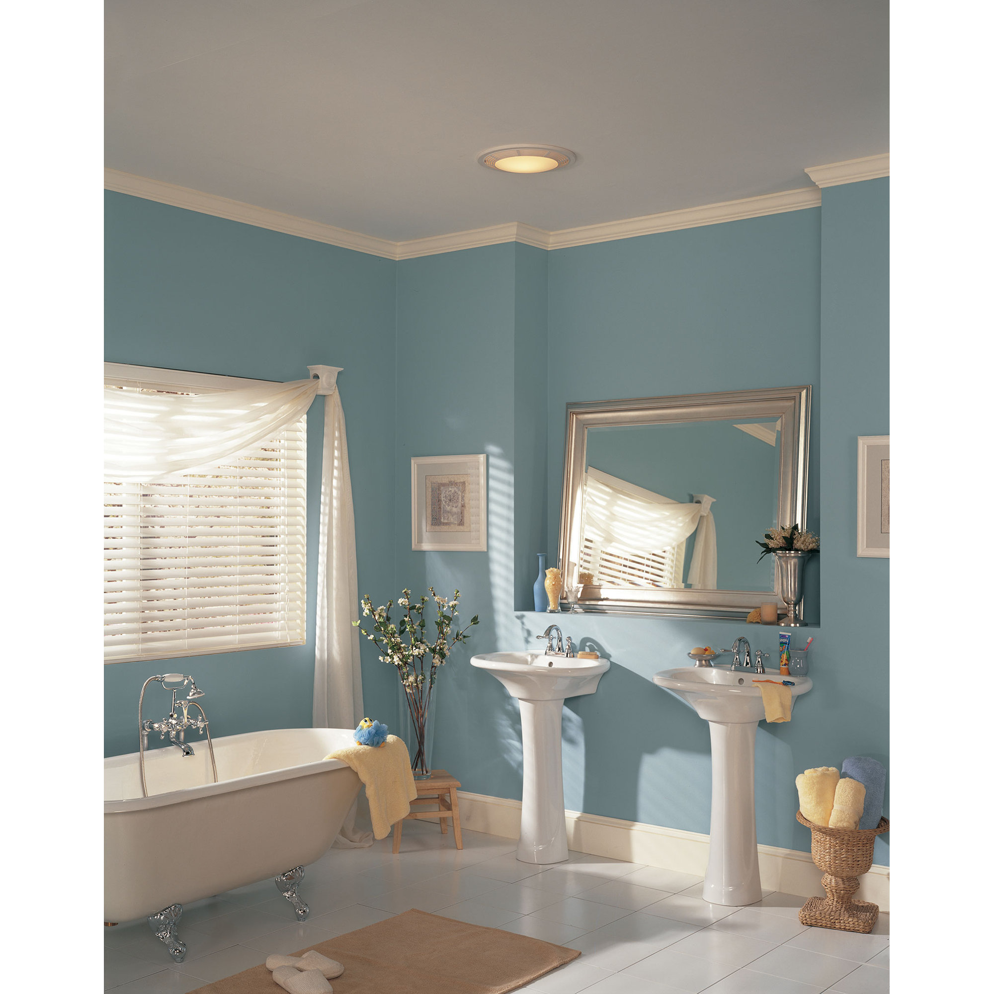 Broan 6 5 Sone 350 Cfm White Bathroom Fan At Lowes Broan Nutone Flush Mount Bathroom Ventilation Fan With Light By 761bn