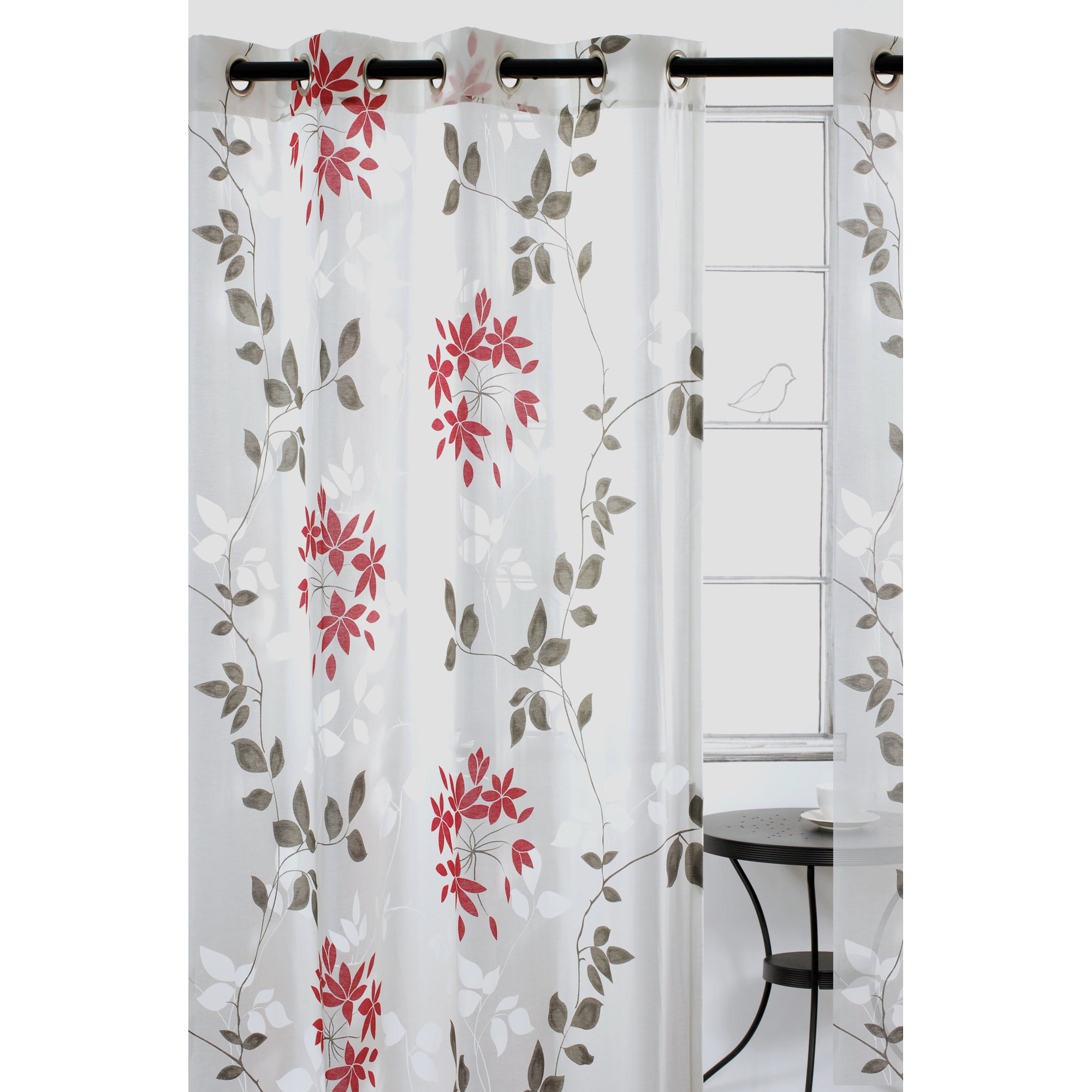 Lj Home Dreamscape Nature Floral Semi Sheer Grommet
