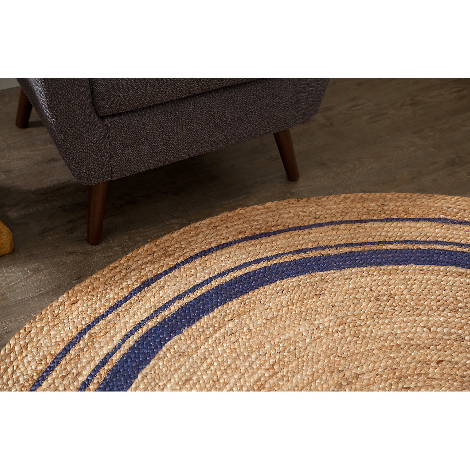 Cheval Midnite HandBraided Tan/Navy Blue Area Rug & Reviews Birch Lane