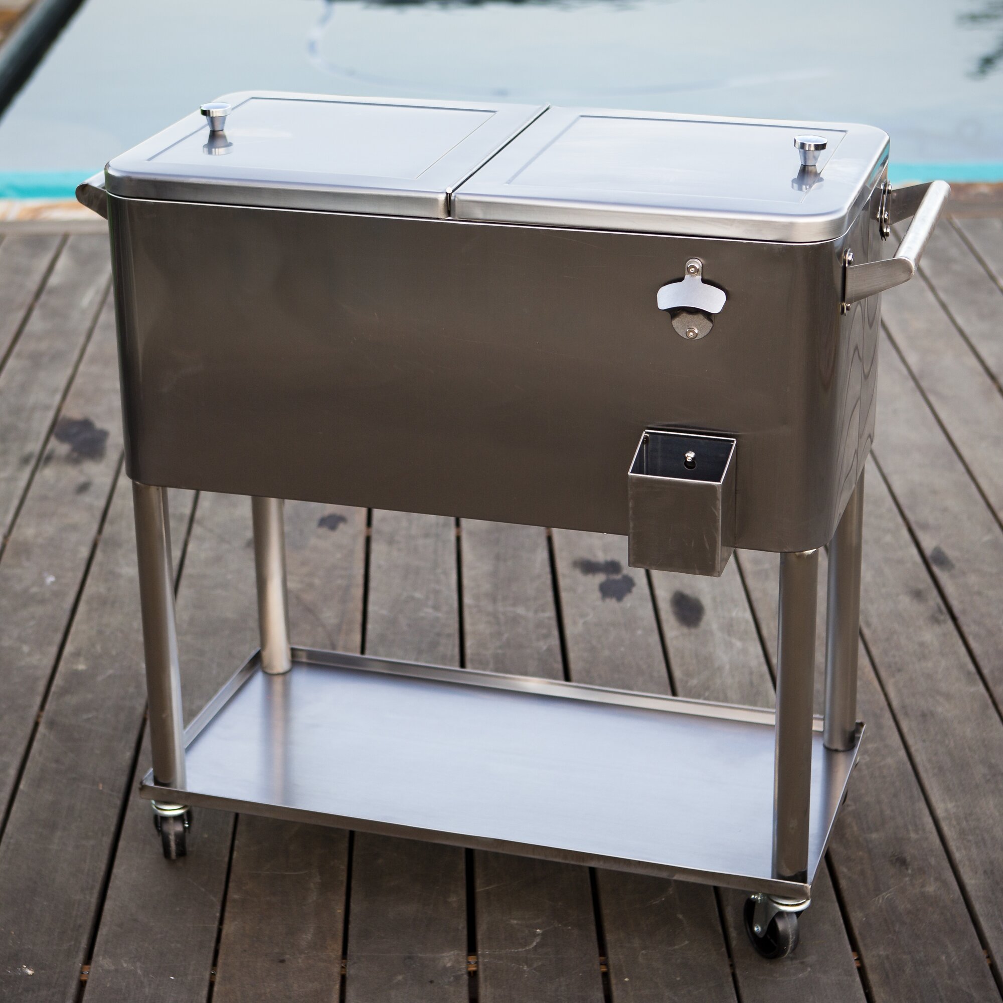 Permasteel 80 Qt. Stainless Steel Patio Rolling Cooler & Reviews | Wayfair