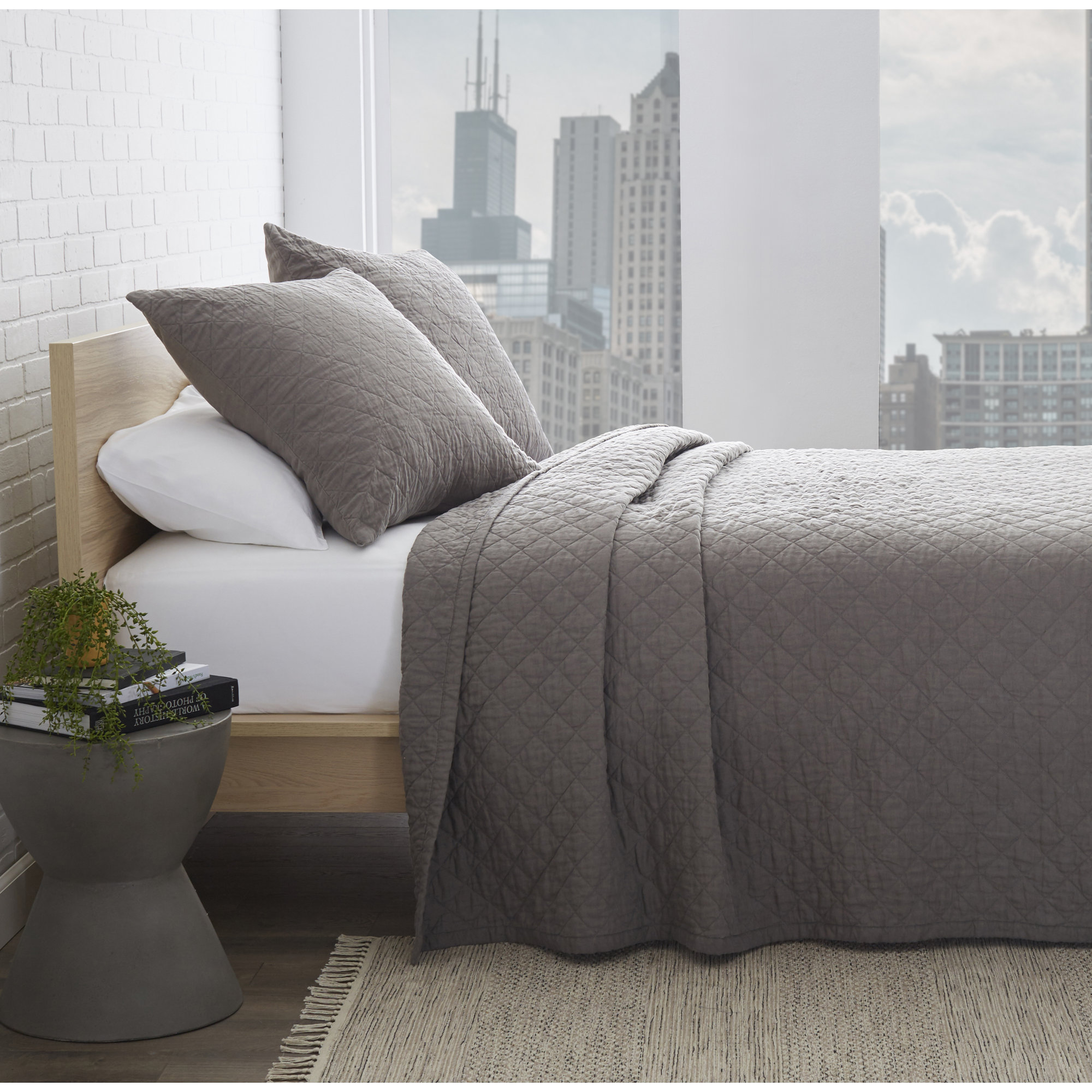 Laurel Foundry Modern Farmhouse Susann Quilted Washed Belgian Linen