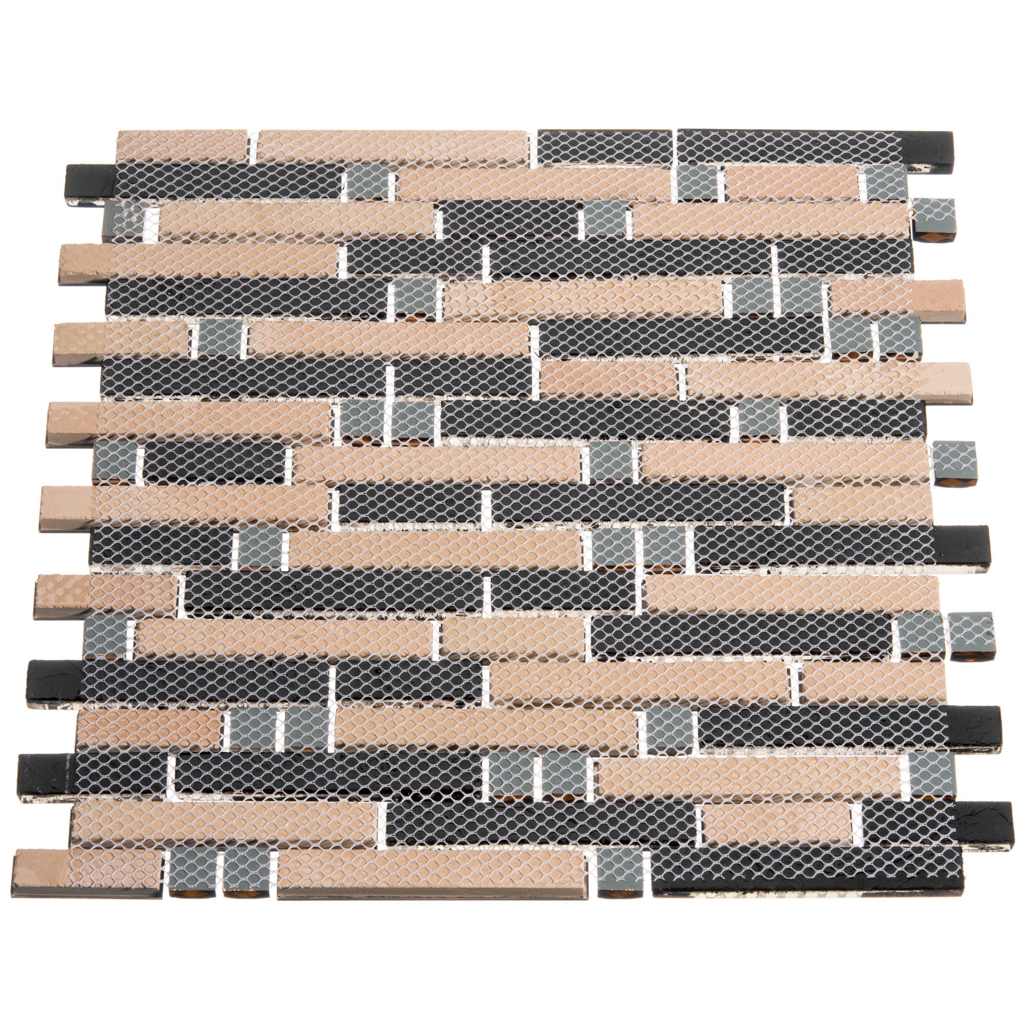 Giorbello Random Sized Glass and Aluminum Mosaic Tile in Brown