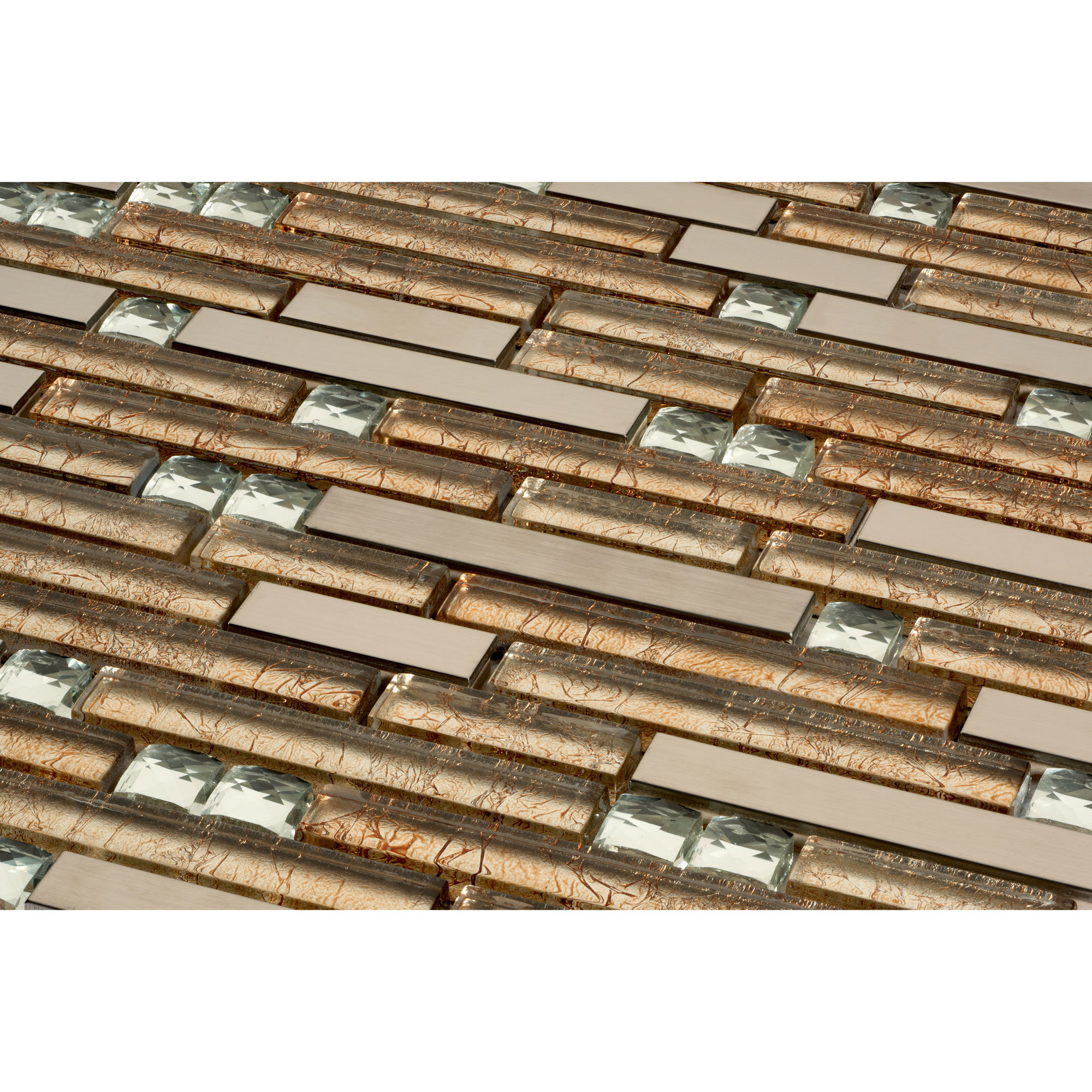 Giorbello Random Sized Glass and Aluminum Mosaic Tile in Brown