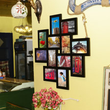 Adeco 12 Opening 4x6 Black Wood Wall Hanging Collage Photo Picture