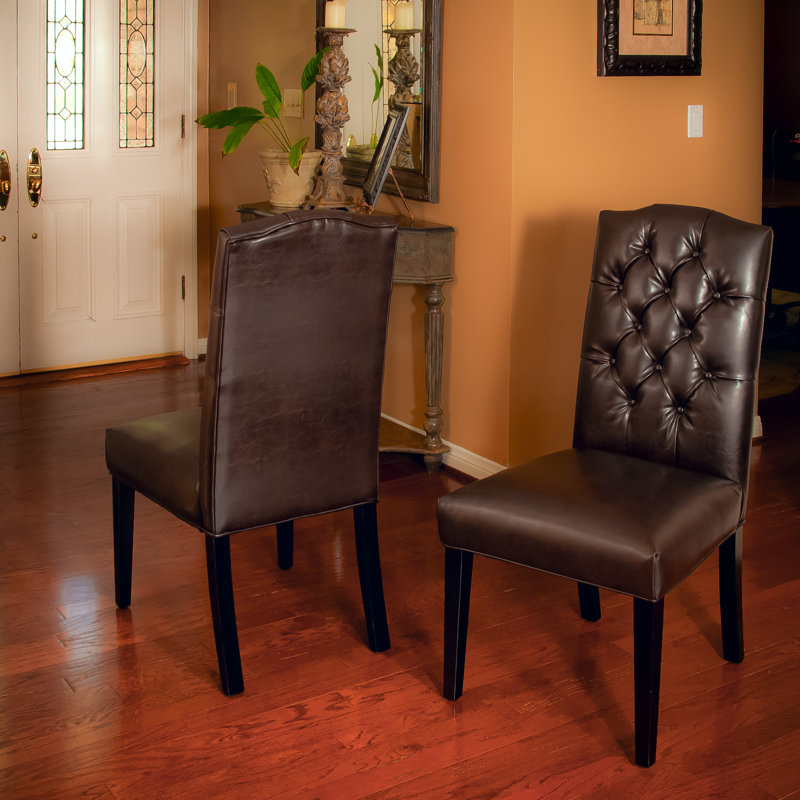 Darby Home Co Radley Parsons Chair in Leather Brown & Reviews Wayfair