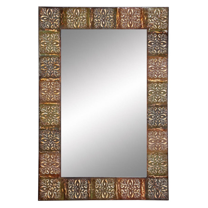 Brown Wall Mirror world menagerie embossed metal frame wall mirror & reviews | wayfair Brown Wall Mirror world menagerie embossed metal frame wall mirror & reviews | wayfair