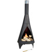 steel chiminea with wood logs