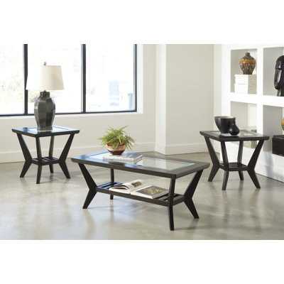 latitude run woodrow 3 piece coffee table set in brown & reviews latitude run woodrow 3 piece coffee table set in brown & reviews