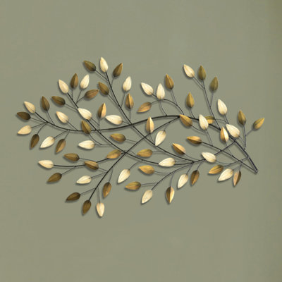 Metal Leaf Wall Decor fleur de lis living champagne and gold metal blowing leaves wall Metal Leaf Wall Decor fleur de lis living champagne and gold metal blowing leaves wall