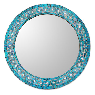 Turquoise Wall Mirror novica round flower motif glass mosaic tile wall mirror & reviews Turquoise Wall Mirror novica round flower motif glass mosaic tile wall mirror & reviews