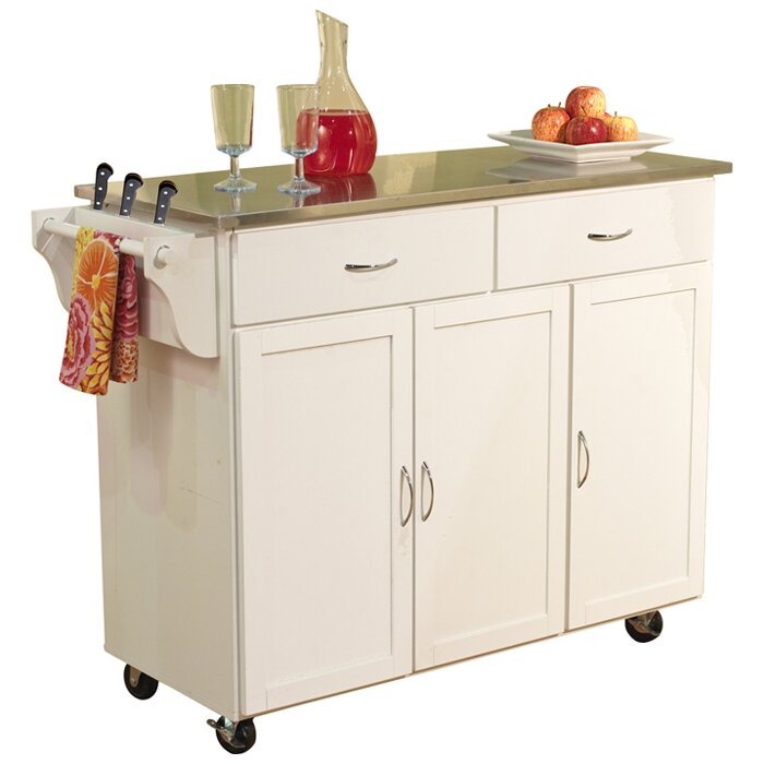 Red Barrel Studio Garrettsville Kitchen Island With Stainless Steel Top 