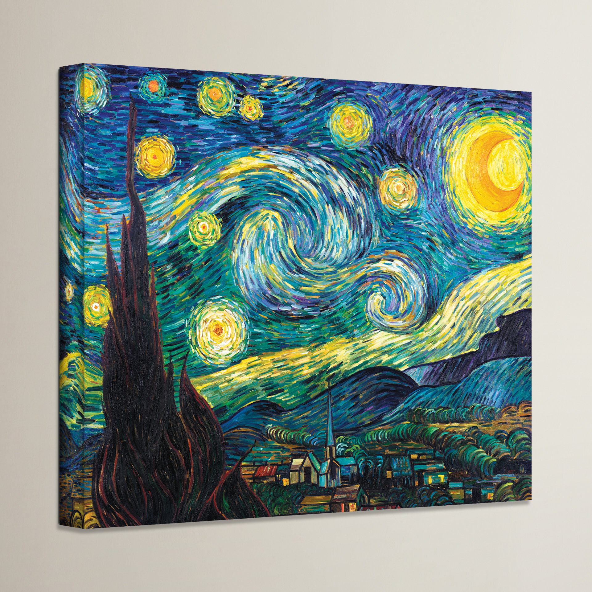 Alcott Hill Starry Night By Vincent Van Gogh Painting Print On Alcott Hill Reg Starry Night By Vincent Van Gogh Painting Print On Canvas