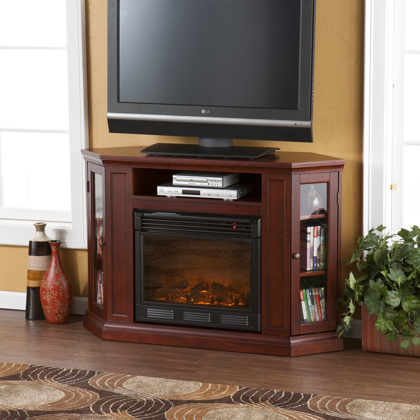 Alcott Hill Dunminning Corner TV Stand with Electric Fireplace  Reviews  Wayfair.ca