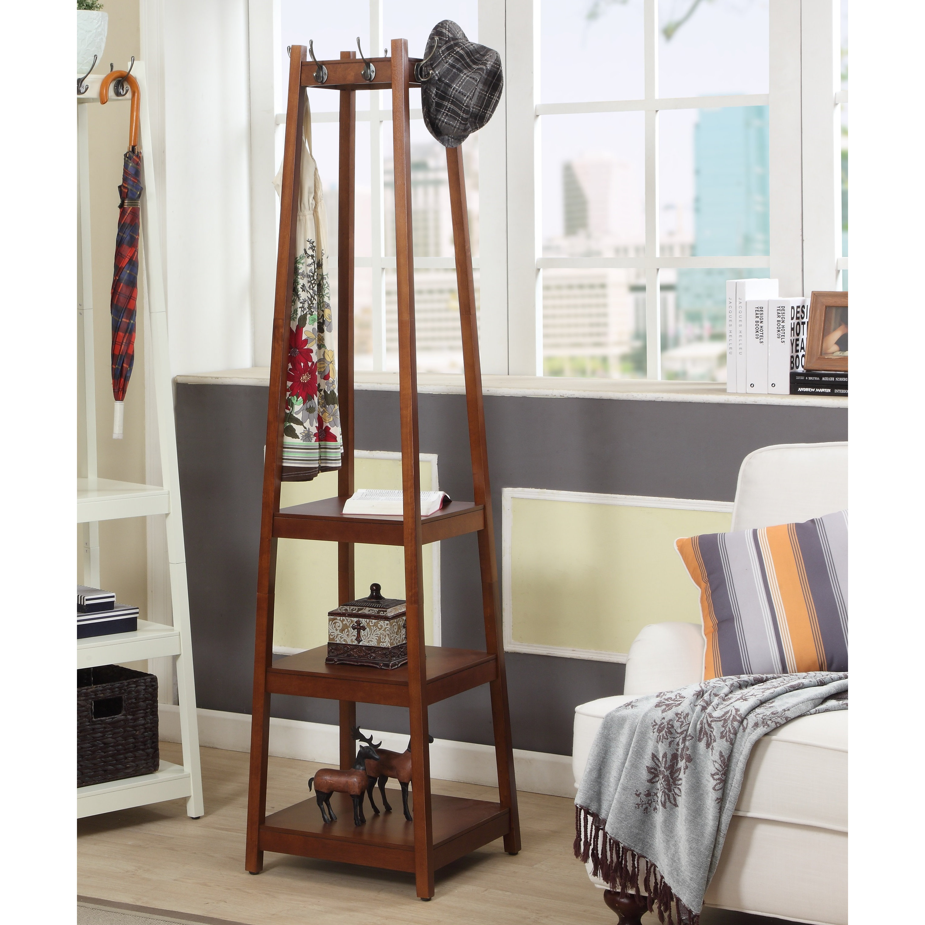 Magnuson Group Hook Style Coat Rack With Aluminum Shelf Bars Alba Chrome Modern Large Capacity Coat Stand With Umbrella Holder Racks At Hayneedle