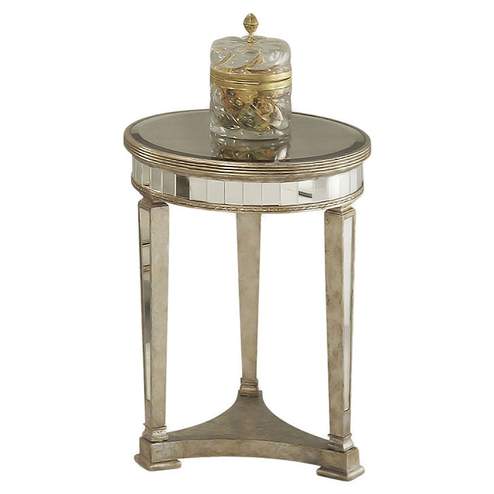 House Of Hampton Sandbach Mirrored Round End Table In Antique House Of Hampton Reg Sandbach Mirrored Round End Table In Antique Silver