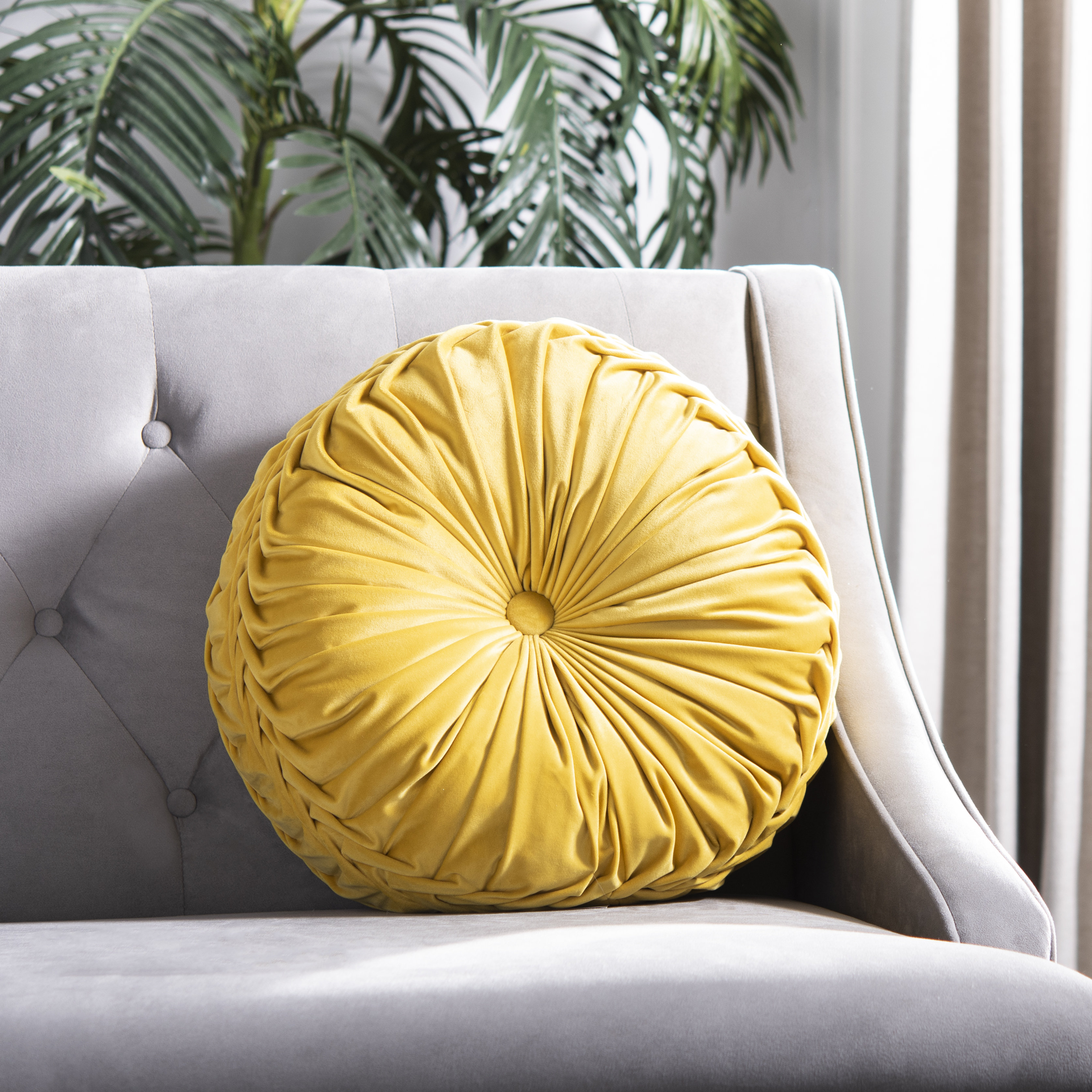yellow circle pillow