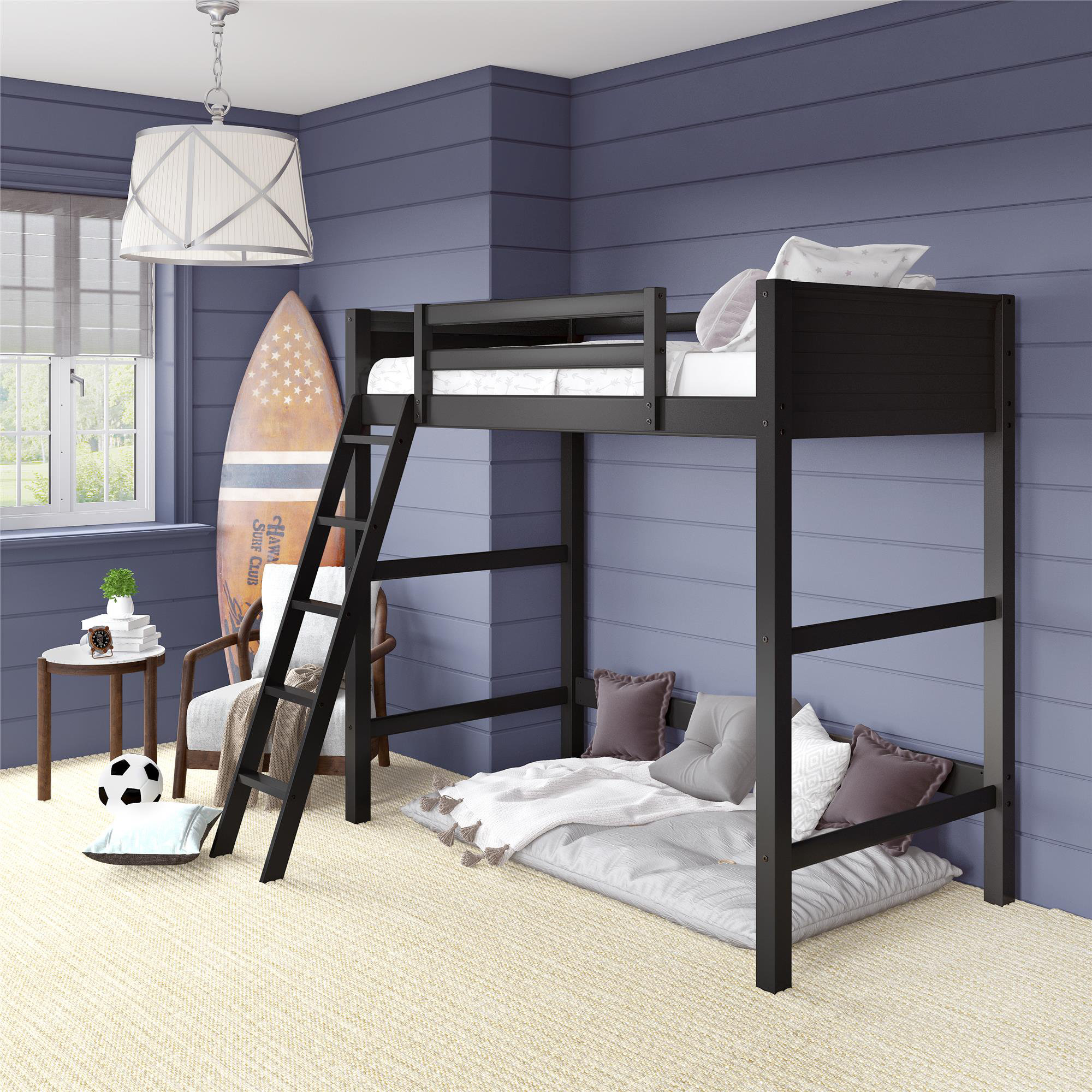 twin loft bed black
