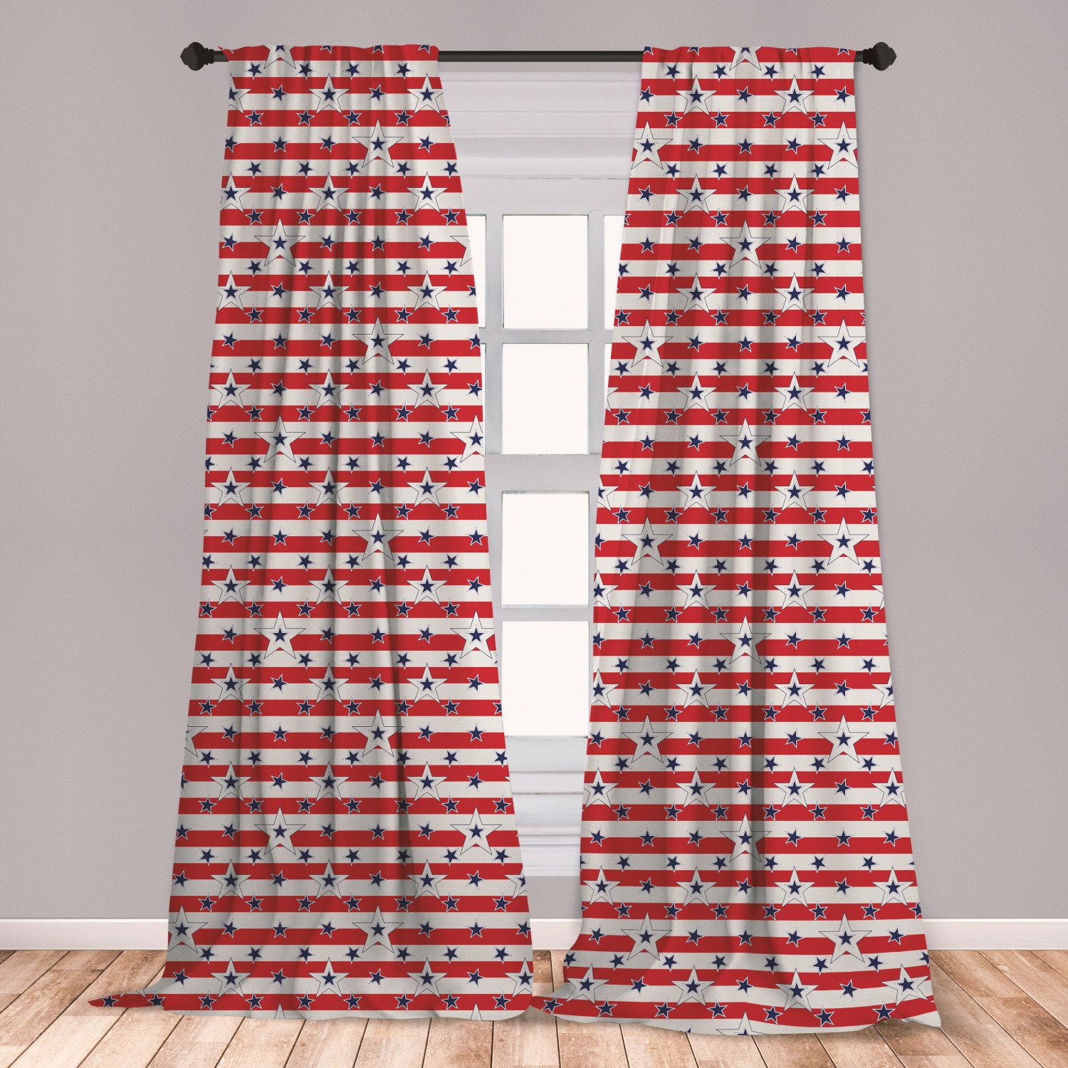 Lightweight Decorative Panels Set of 2 with Rod Pocket 56 x 84 Ambesonne 4th of July Window Curtains Blue White Stars and Stripes Pattern American Flag Inspired Patriotic Theme 