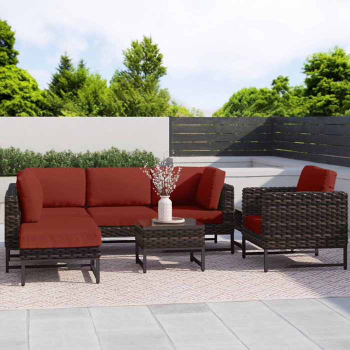 Joss and Main 8 Piece Sectional Seating Group with Cushions