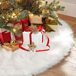 Christmas Tree Skirt 36 Inch Snowy White Thick Faux Fur White Tree Skirts Snowy /& Thick for Xmas Year Party Holiday Home Decorations