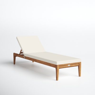 74.4" Long Reclining Acacia Single Chaise with Cushion by Joss and Main