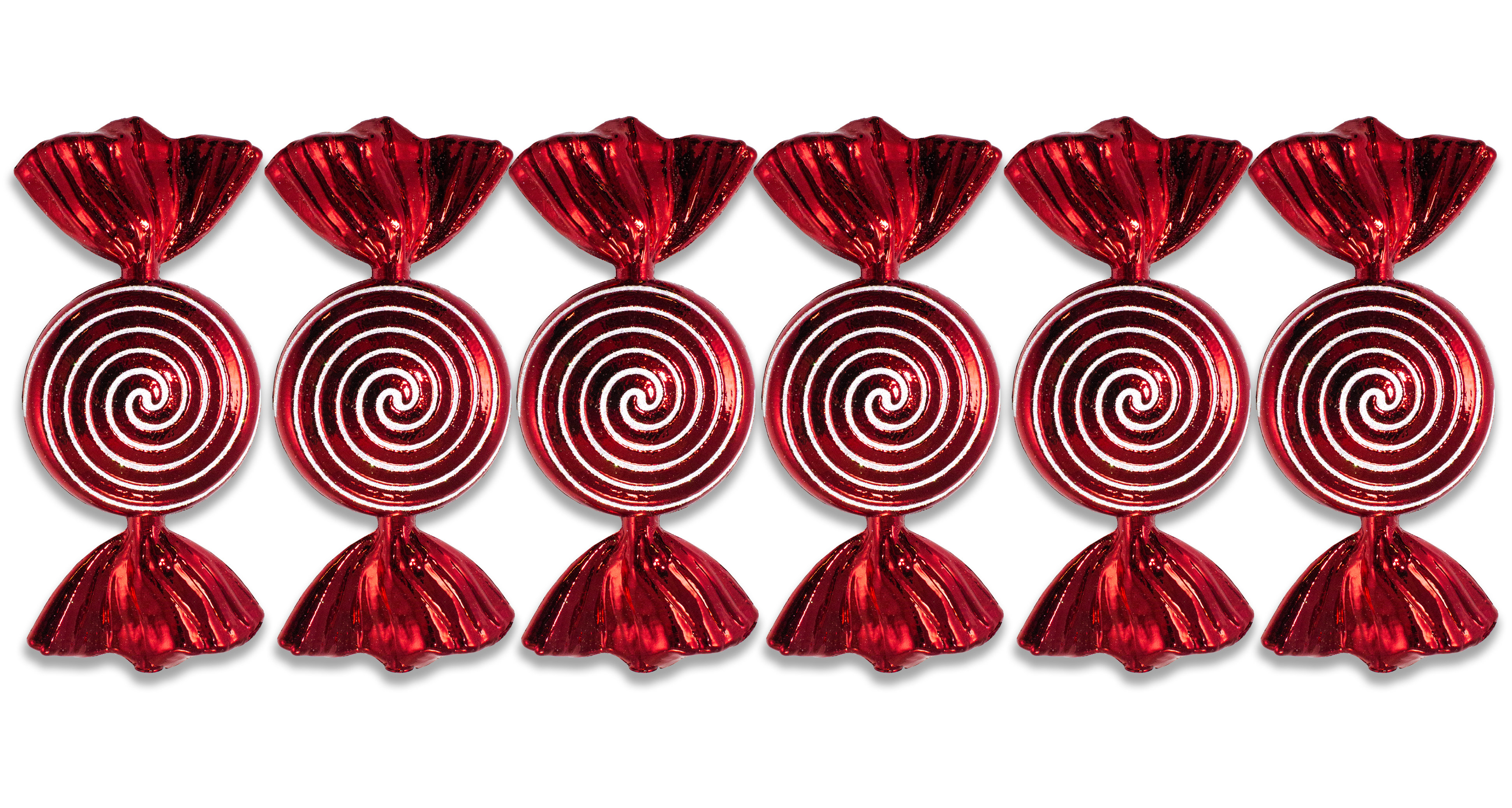 The Holiday Aisle® 6 Pack 7" Red And White Candy Swirl Ornament | Wayfair