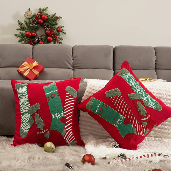 18" Christmas Pillow Case Cotton Sofa Throw Cushion Cover Home Decor Pillowcase 