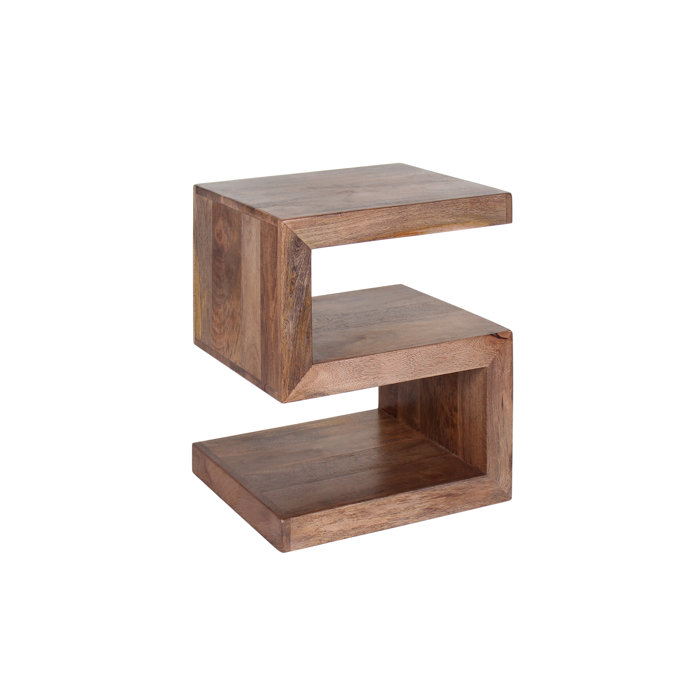 Loon Peak Casarez Solid Wood Floor Shelf End Table with Storage