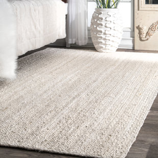 Rug Braided Area Cotton White Base Floor Natural Recycled mat Rugs Various Size 