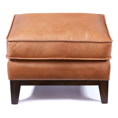 Cascades 21" Wide Genuine Leather Rectangle Standard Ottoman by Joss and Main