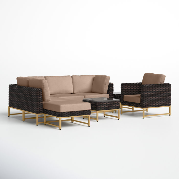 Joss and Main 8 Piece Sectional Seating Group with Cushions