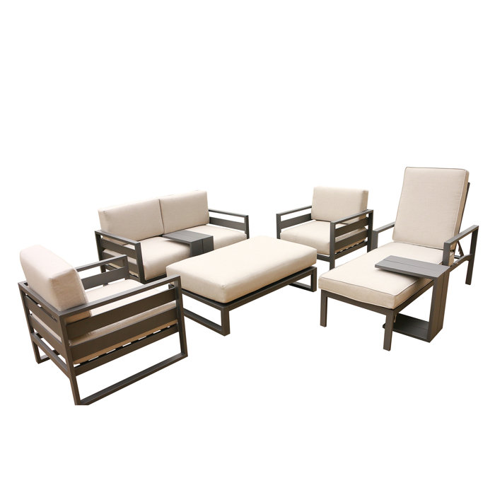 Joss and Main Jamila 7 Piece Sofa Seating Group with Sunbrella Cushions