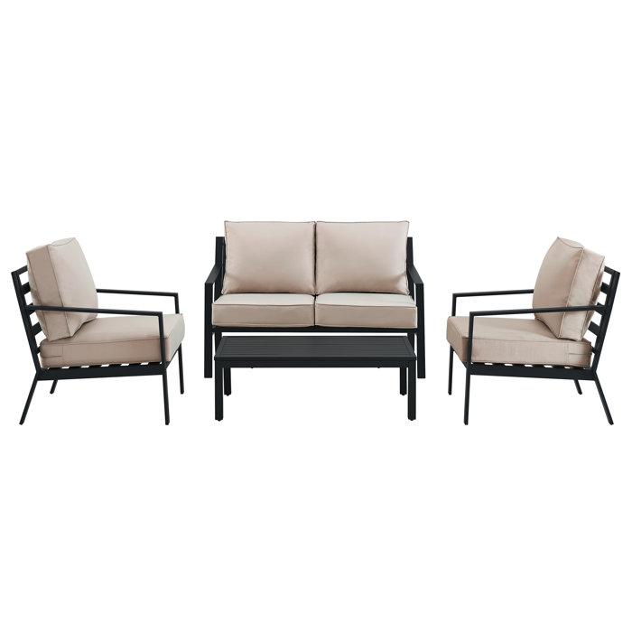 Joss and Main Lynnette 4 Piece Seating Group with Cushions