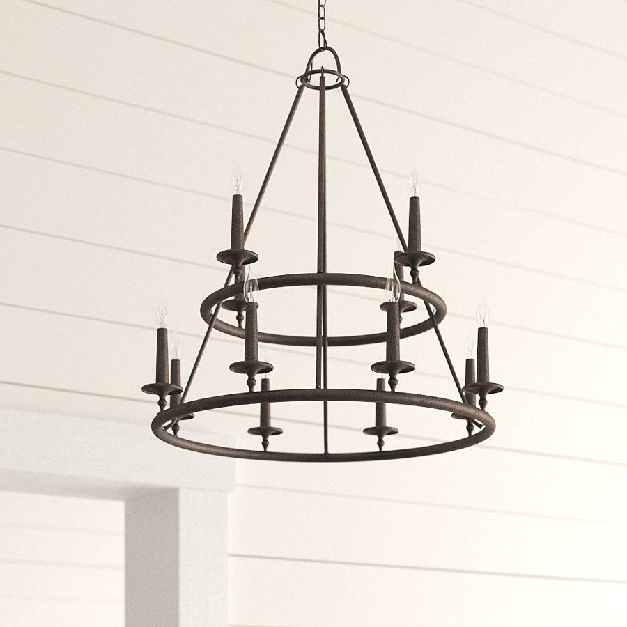 Wooler 12-Light LED Wagon Wheel Chandelier