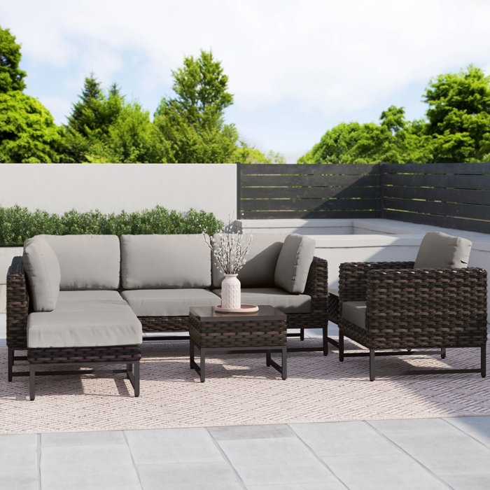 Joss and Main 8 Piece Sectional Seating Group with Cushions
