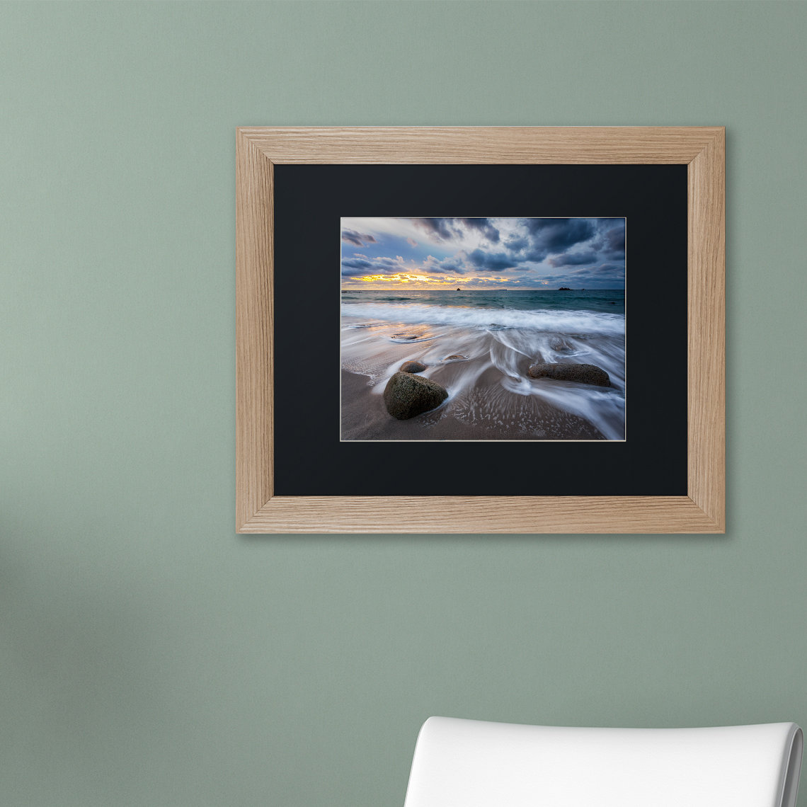 11 by 14-Inch Gate to The Ocean Artwork by Mathieu Rivrin Wood Frame White Matte 