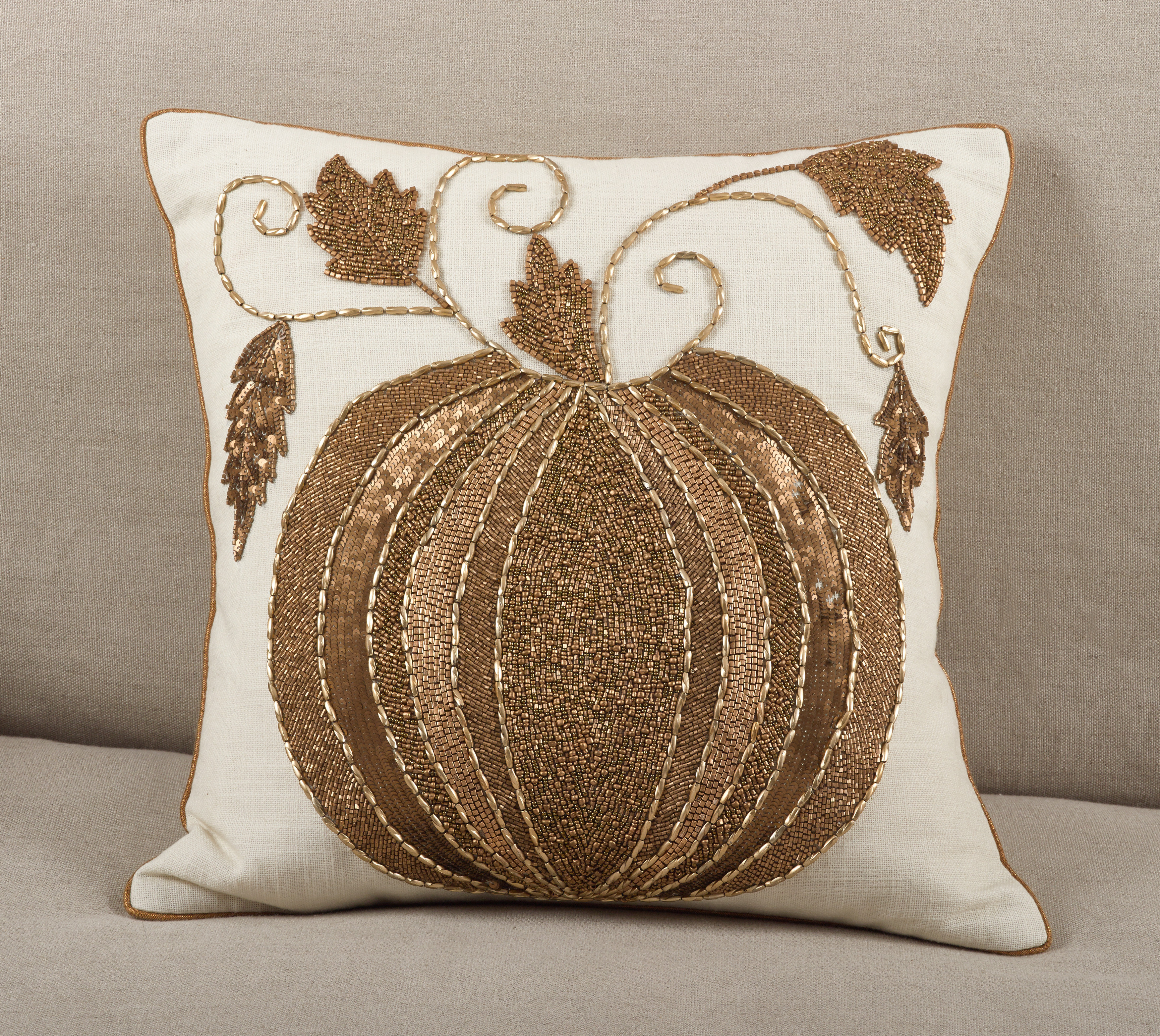 sequin pumpkin pillow