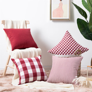 red gingham pillows
