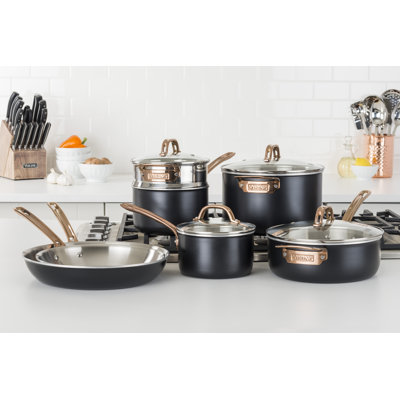 Viking 3-Ply Black & Copper 11 Piece Cookware Set